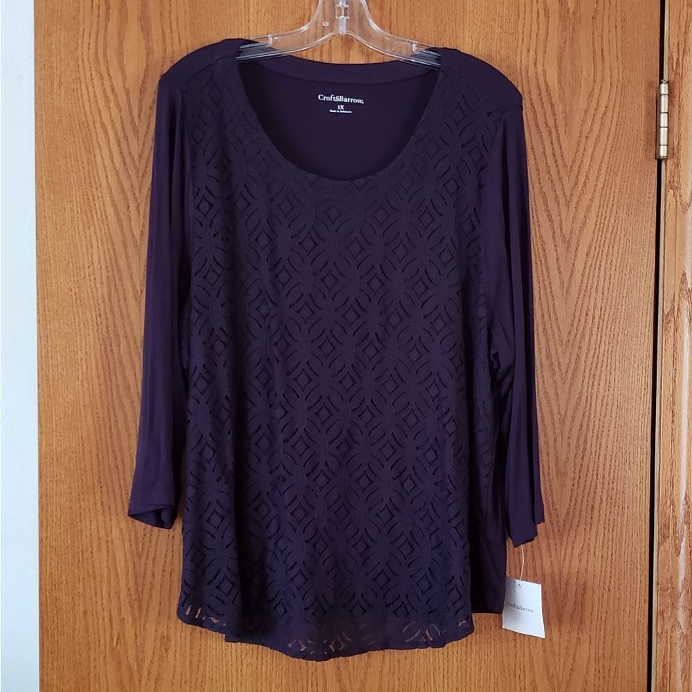 NWT Croft & Barrow Deep Purple Ladies Top Sz 1X